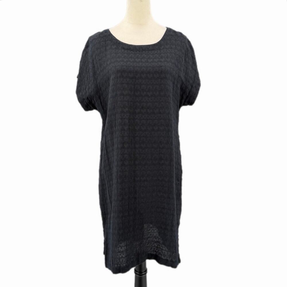 Soft Surroundings Black Linen Cotton Lagenlook Simple Minimalist Comfy Dress